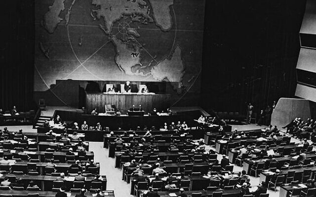 The UN votes on partition, November 29, 1947. Photo: Courtesy GPO The UN votes on partition, November 29, 1947. Photo: Courtesy GPO