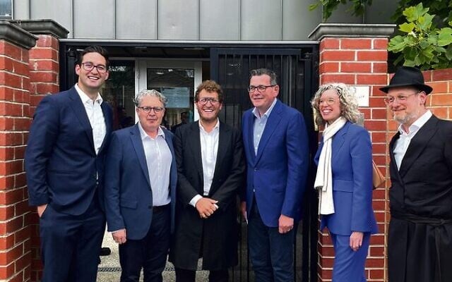From left: Macnamara MP Josh Burns, Labor candidate for Caulfield Lior Harel, founder and director of Pillars of Light Rabbi Gabi Kaltmann, Premier Daniel Andrews, Labor MLC Nina Taylor, director of Chabad Youth, Rabbi Moshe Kahn. From left: Macnamara MP Josh Burns, Labor candidate for Caulfield Lior Harel, founder and director of Pillars of Light Rabbi Gabi Kaltmann, Premier Daniel Andrews, Labor MLC Nina Taylor, director of Chabad Youth, Rabbi Moshe Kahn.