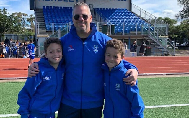 The Zaidel twins, with their dad Dani. The Zaidel twins, with their dad Dani.