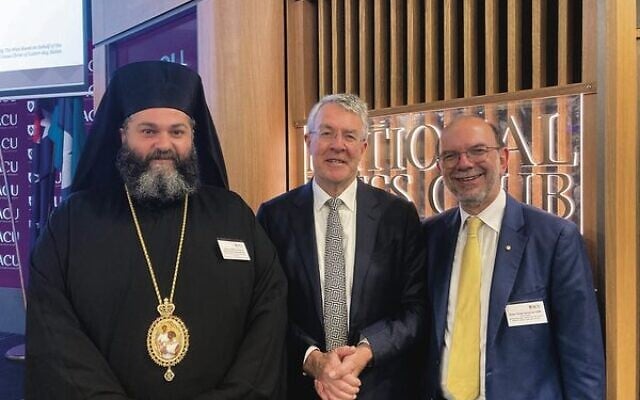 From left: Archiepiscopal Vicar of Canberra Bishop Bartholomew, Attorney General Mark Dreyfus, Rabbi Ralph Genende. From left: Archiepiscopal Vicar of Canberra Bishop Bartholomew, Attorney General Mark Dreyfus, Rabbi Ralph Genende.