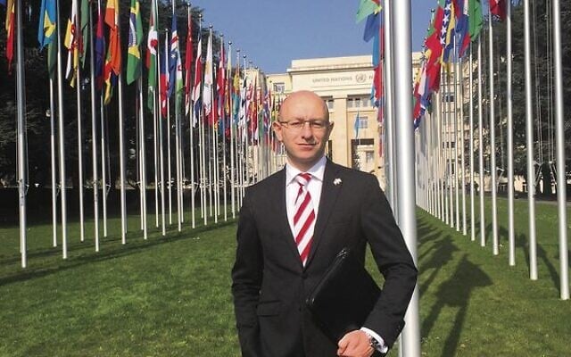 Arsen Ostrovsky at the UN Human Rights Council in Geneva. Arsen Ostrovsky at the UN Human Rights Council in Geneva.