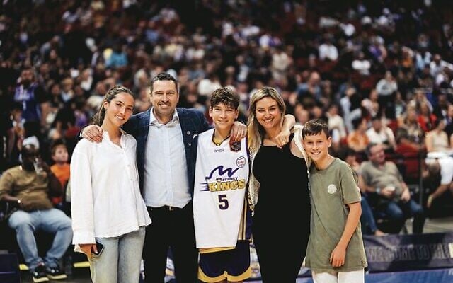 Brad Rosen with his wife and children at the Sydney Kings Ring of Honour presentation last Sunday.
Photo: Sydney Kings Brad Rosen with his wife and children at the Sydney Kings Ring of Honour presentation last Sunday.
Photo: Sydney Kings