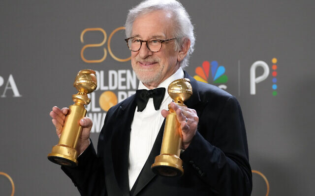 Steven Spielberg poses with the awards for best director and best picture for The Fabelmans at the 80th Annual Golden Globe Awards in 2023. Photo: Kevin Mazur/Getty Images via JTA Steven Spielberg poses with the awards for best director and best picture for The Fabelmans at the 80th Annual Golden Globe Awards in 2023. Photo: Kevin Mazur/Getty Images via JTA