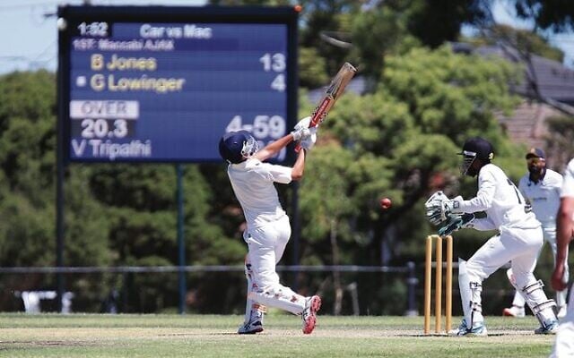 Gilad Lowinger hits a pull shot against Carnegie last Sunday. Photos: Peter Haskin Gilad Lowinger hits a pull shot against Carnegie last Sunday. Photos: Peter Haskin