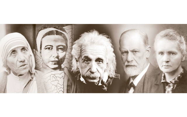 From left: Mother Teresa, Simone de Beauvoir, Albert Einstein, Sigmund Freud and Marie Curie From left: Mother Teresa, Simone de Beauvoir, Albert Einstein, Sigmund Freud and Marie Curie