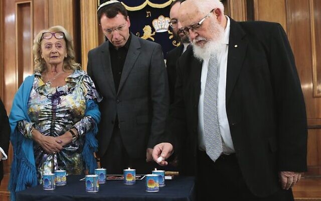 From left: Helen Brustman, Dvir Abramovich, Rabbi Daniel Rabin, Rabbi Philip Heilbrunn.
Photo: Peter Haskin. From left: Helen Brustman, Dvir Abramovich, Rabbi Daniel Rabin, Rabbi Philip Heilbrunn.
Photo: Peter Haskin.