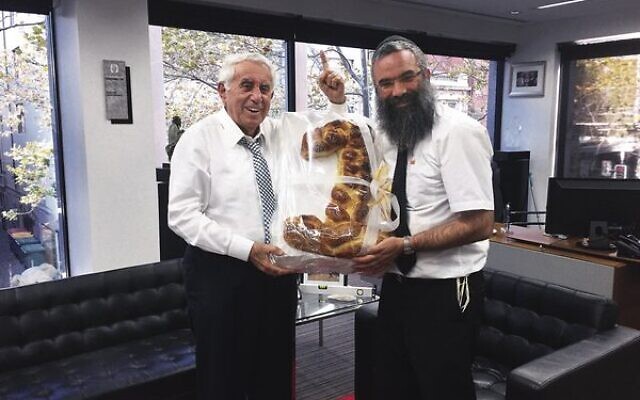 Harry Triguboff and Rabbi Dovid Slavin in 2016. Harry Triguboff and Rabbi Dovid Slavin in 2016.