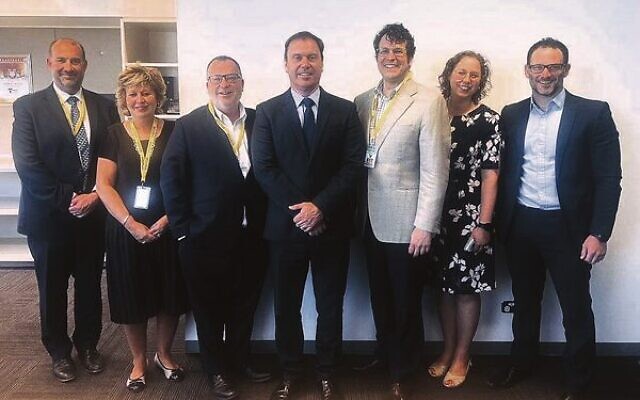 From left: Zeddy Lawrence, Judy Fetter, Yossi Goldfarb, Colin Brooks, Daniel Aghion, Naomi Levin, Justin Kagan. Photo: Zionism Victoria From left: Zeddy Lawrence, Judy Fetter, Yossi Goldfarb, Colin Brooks, Daniel Aghion, Naomi Levin, Justin Kagan. Photo: Zionism Victoria
