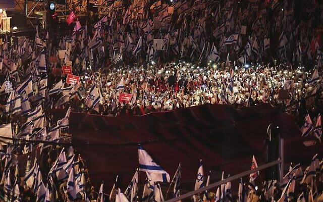 A protest in Tel Aviv against the Israeli government's controversial judicial reform bill.
Photo: Jack Guez/AFP A protest in Tel Aviv against the Israeli government's controversial judicial reform bill.
Photo: Jack Guez/AFP