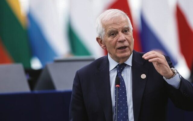 Josep Borrell speaks with members of the European parliament on March 14 in Strasbourg, France. Photo: AP Photo/Jean-Francois Badias Josep Borrell speaks with members of the European parliament on March 14 in Strasbourg, France. Photo: AP Photo/Jean-Francois Badias