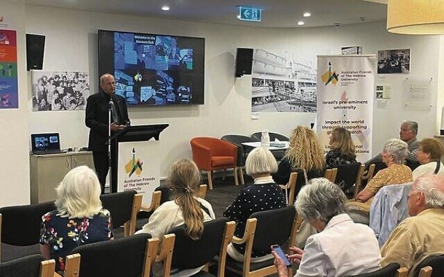 Jeremy Jones speaking at the Australian Friends of the Hebrew University's Honours Club.
Photo: AUSTFHU Jeremy Jones speaking at the Australian Friends of the Hebrew University's Honours Club.
Photo: AUSTFHU