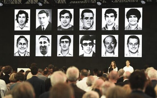 Portraits of the victims are displayed at a ceremony to mark the 50th anniversary the Munich Olympics attack, on September 5, 2022.
Photo: Thomas Kienzle / AFP Portraits of the victims are displayed at a ceremony to mark the 50th anniversary the Munich Olympics attack, on September 5, 2022.
Photo: Thomas Kienzle / AFP