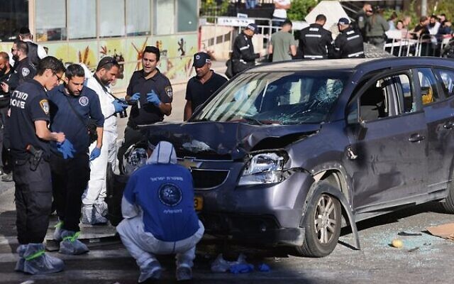 The scene of the car-ramming in Jerusalem. Photo: Yonatan Sindel/Flash90 The scene of the car-ramming in Jerusalem. Photo: Yonatan Sindel/Flash90