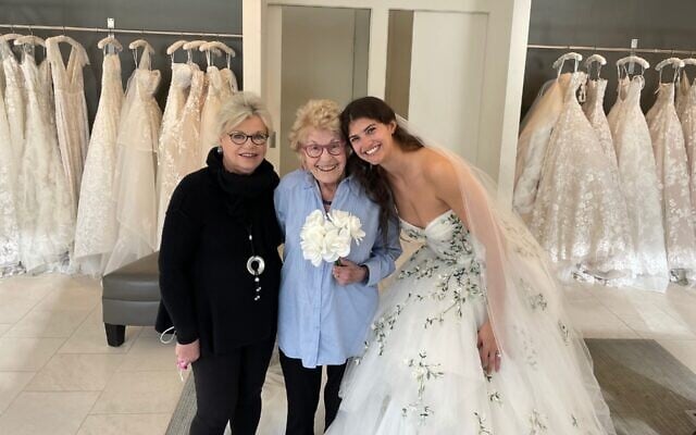 From left: Nancy Aucone, Hedda Kleinfeld Schachter, and granddaughter Chloe Schachter at the Wedding Salon of Manhasset. Photo: supplied by Ilana Schachter From left: Nancy Aucone, Hedda Kleinfeld Schachter, and granddaughter Chloe Schachter at the Wedding Salon of Manhasset. Photo: supplied by Ilana Schachter