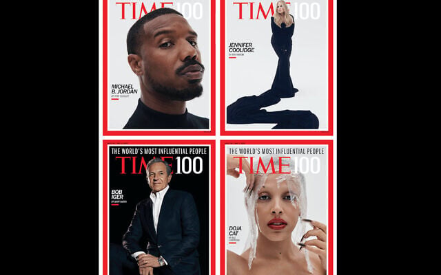 Bob Iger, bottom left, and Doja Cat, bottom right, are among the Jewish entrants on Time Magazine's 100 most influential people list for 2023. Photo: Time Bob Iger, bottom left, and Doja Cat, bottom right, are among the Jewish entrants on Time Magazine's 100 most influential people list for 2023. Photo: Time