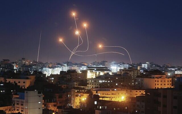 Israel's Iron Dome intercepts rockets launched from Gaza on May 10.
Photo: Mohammed Abed/AFP Israel's Iron Dome intercepts rockets launched from Gaza on May 10.
Photo: Mohammed Abed/AFP