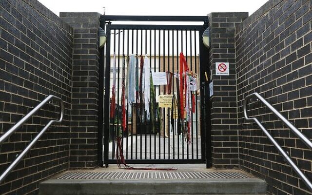 The front gate of the Adass School in 2020, draped with ribbons in support of the victims of sexual abuse.
Photo: Peter Haskin The front gate of the Adass School in 2020, draped with ribbons in support of the victims of sexual abuse.
Photo: Peter Haskin