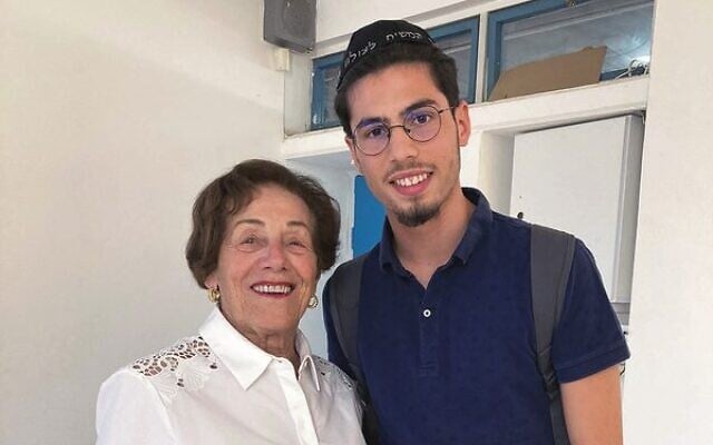 Mimi Wise with BTJ high school student Avi Perez on Yom Hashoah in Israel. Mimi Wise with BTJ high school student Avi Perez on Yom Hashoah in Israel.