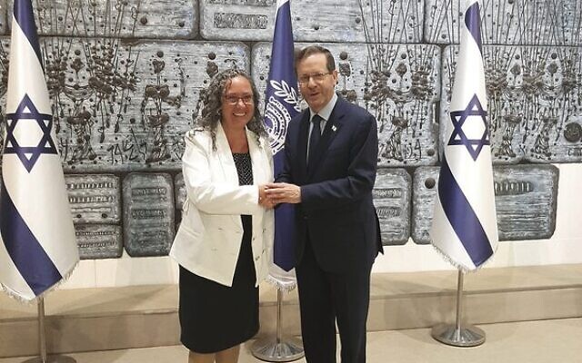 Rabbi Allison Conyer meets with Israel's President Isaac Herzog. Rabbi Allison Conyer meets with Israel's President Isaac Herzog.