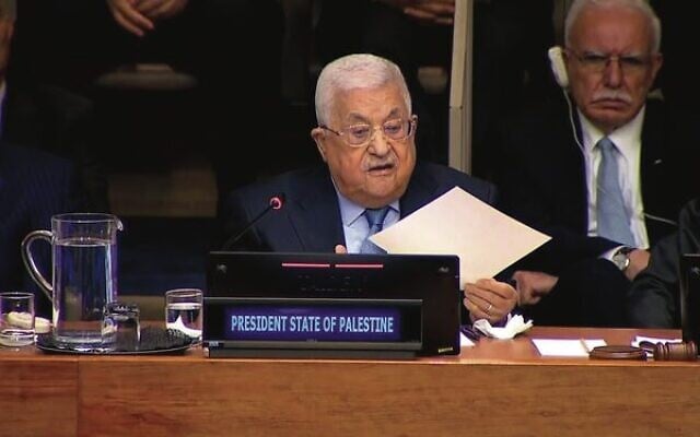 Mahmoud Abbas speaks at the UN 'Nakba' event. Photo: Screenshot Mahmoud Abbas speaks at the UN 'Nakba' event. Photo: Screenshot