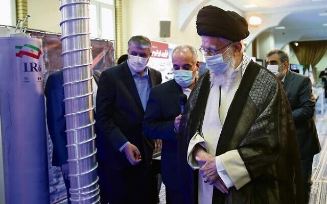 Supreme leader Ayatollah Ali Khamenei visits an exhibition of Iran's nuclear achievements on Sunday, June 11.
Photo: Office of the Iranian Supreme Leader via AP Supreme leader Ayatollah Ali Khamenei visits an exhibition of Iran's nuclear achievements on Sunday, June 11.
Photo: Office of the Iranian Supreme Leader via AP