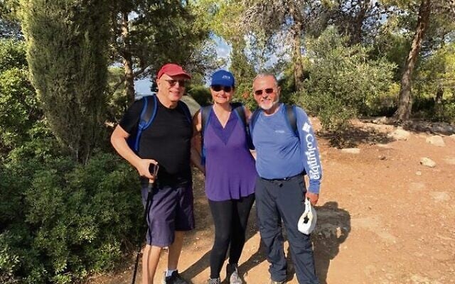 Etty (centre) treks the Burma Road in the Jerusalem Hills. Etty (centre) treks the Burma Road in the Jerusalem Hills.