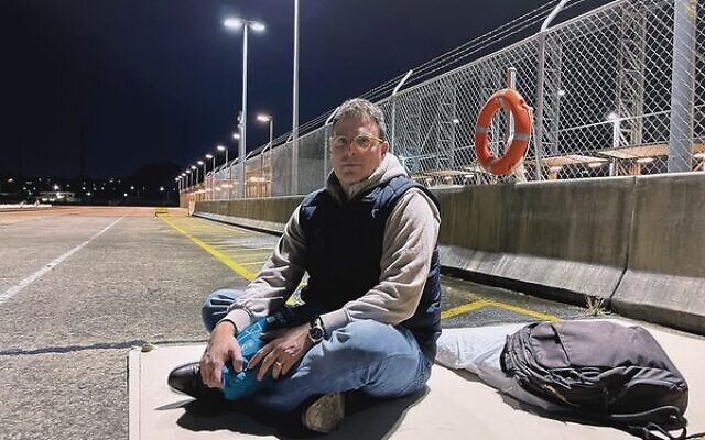 Yanir Yakutiel at the 2023 Vinnies CEO Sleepout at White Bay Cruise Terminal on June 22. Yanir Yakutiel at the 2023 Vinnies CEO Sleepout at White Bay Cruise Terminal on June 22.