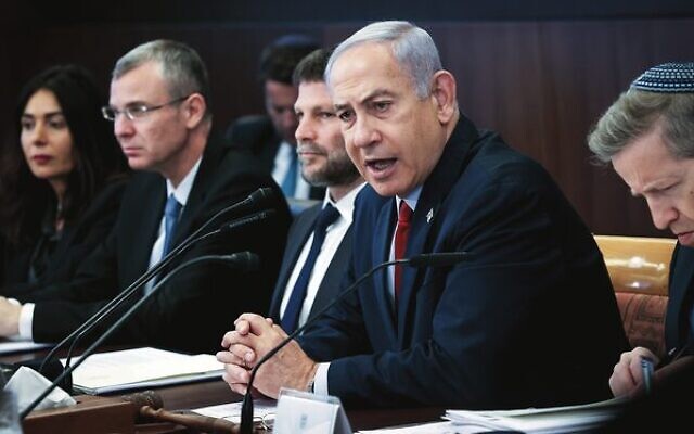 Israeli PM Benjamin Netanyahu leads a cabinet meeting at his office in Jerusalem on June 18. Photo: Amit Shabi/Pool Israeli PM Benjamin Netanyahu leads a cabinet meeting at his office in Jerusalem on June 18. Photo: Amit Shabi/Pool