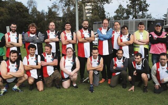 The Maccabi-AJAX All Stars all-abilities team at Gary Smorgon Oval last Sunday. Photo: Peter Haskin The Maccabi-AJAX All Stars all-abilities team at Gary Smorgon Oval last Sunday. Photo: Peter Haskin