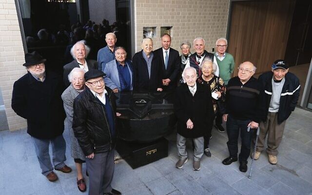 Holocaust survivors gathered at the Melbourne Holocaust Museum opening with former federal treasurer Josh Frydenberg. Photo: Peter Haskin. Holocaust survivors gathered at the Melbourne Holocaust Museum opening with former federal treasurer Josh Frydenberg. Photo: Peter Haskin.