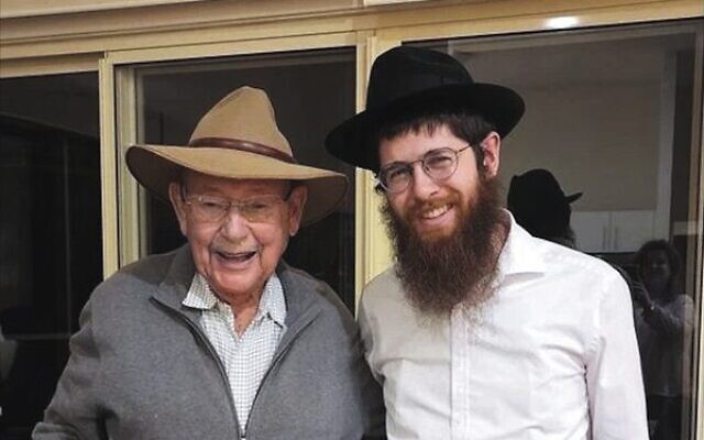 Lennox Head resident Henri Bader (left), 93, with Rabbi Menachem Aron on May 28. Lennox Head resident Henri Bader (left), 93, with Rabbi Menachem Aron on May 28.