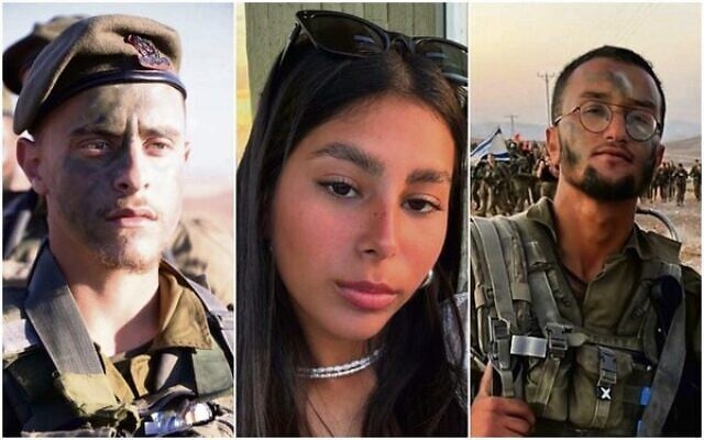 From left: Staff Sgt. Ohad Dahan, 20, Sgt. Lia Ben Nun, 19 and Staff Sgt. Ori Yitzhak Iluz, 20, combat soldiers in the IDF's Bardelas and Caracal battalions who were shot dead on the Egyptian-Israel border. Photo: Israel Defence Forces From left: Staff Sgt. Ohad Dahan, 20, Sgt. Lia Ben Nun, 19 and Staff Sgt. Ori Yitzhak Iluz, 20, combat soldiers in the IDF's Bardelas and Caracal battalions who were shot dead on the Egyptian-Israel border. Photo: Israel Defence Forces