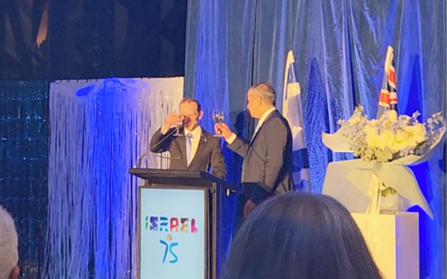 Toasting Israel's 75th birthday. Toasting Israel's 75th birthday.