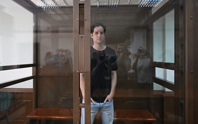 Wall Street Journal reporter Evan Gershkovich stands inside a glass cage before a hearing on his appeal against his extended detention, at the Moscow City Court, in Moscow on June 22, 2023. Photo: Natalia Kolesnikova/AFP Wall Street Journal reporter Evan Gershkovich stands inside a glass cage before a hearing on his appeal against his extended detention, at the Moscow City Court, in Moscow on June 22, 2023. Photo: Natalia Kolesnikova/AFP
