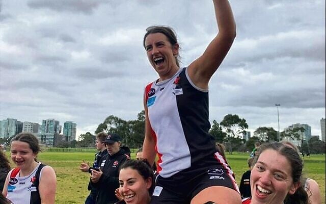 Annelise Caplan celebrating her 50th game for the Jackettes last Saturday. Annelise Caplan celebrating her 50th game for the Jackettes last Saturday.
