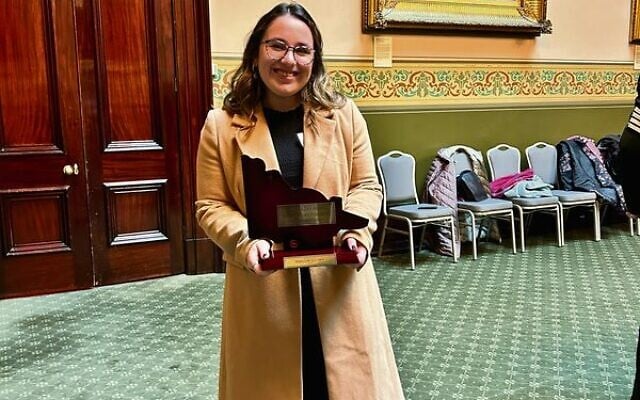Madeleine Buchner with her award. Madeleine Buchner with her award.