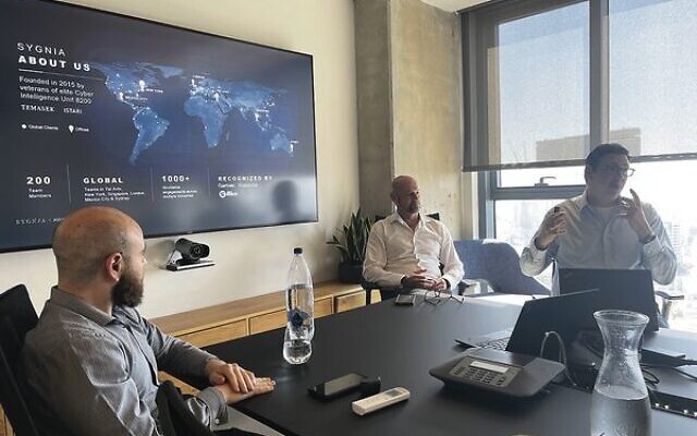 Israeli cyber security first responders and negotiators with Daniel Zatz (centre) from Sydney at Sygnia's Tel Aviv office. Israeli cyber security first responders and negotiators with Daniel Zatz (centre) from Sydney at Sygnia's Tel Aviv office.