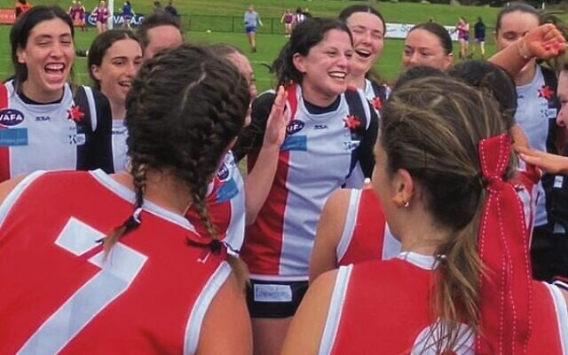 The Jackettes celebrating their preliminary final win last Saturday at Elsternwick Park. The Jackettes celebrating their preliminary final win last Saturday at Elsternwick Park.