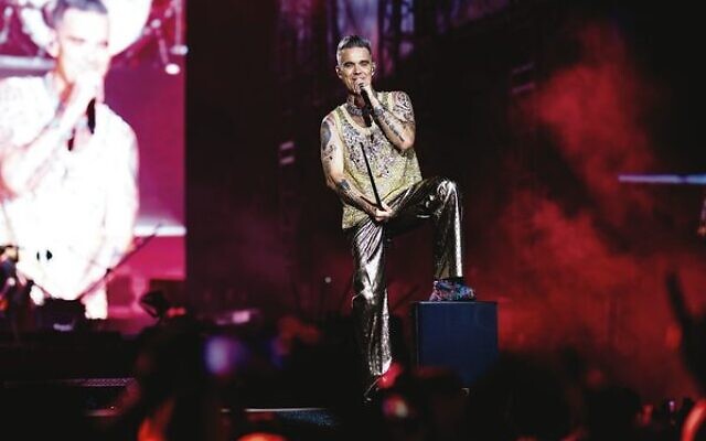 Robbie Williams on stage in Tel Aviv on June 1. Photo: Guy Sidi Robbie Williams on stage in Tel Aviv on June 1. Photo: Guy Sidi