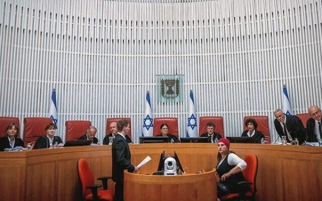 President of the Supreme Court Esther Hayut and Supreme Court justices at the High Court in Jerusalem. Photo: Yonatan Sindel/Flash90 President of the Supreme Court Esther Hayut and Supreme Court justices at the High Court in Jerusalem. Photo: Yonatan Sindel/Flash90
