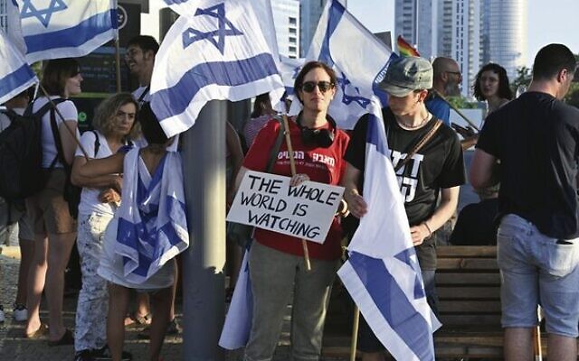 An anti-overhaul protest in Tel Aviv. Photo: Alon Banki An anti-overhaul protest in Tel Aviv. Photo: Alon Banki