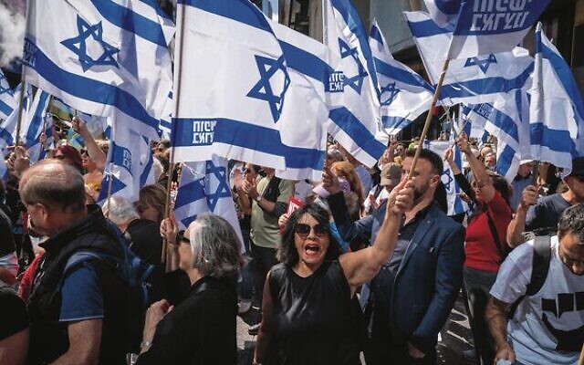 Israeli protesters in New York City's Times Square on September 19.
Photo: Luke Tress/Times of Israel Israeli protesters in New York City's Times Square on September 19.
Photo: Luke Tress/Times of Israel