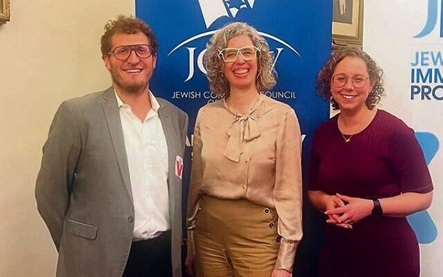 Nina Taylor (centre) with Jewish Community Council of Victoria board member Rabbi Gabi Kaltmann and COO Naomi Levin. Nina Taylor (centre) with Jewish Community Council of Victoria board member Rabbi Gabi Kaltmann and COO Naomi Levin.