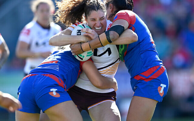 Ashleigh Werner making a hit-up for the Broncos versus the Knights in an NRLW semi-final on September 24, 2023 at Newcastle's McDonald Jones Stadium. Photo: NRL Imagery Ashleigh Werner making a hit-up for the Broncos versus the Knights in an NRLW semi-final on September 24, 2023 at Newcastle's McDonald Jones Stadium. Photo: NRL Imagery
