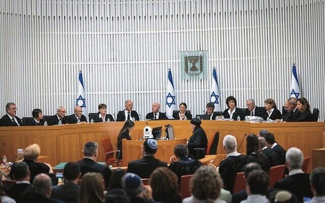 All 15 High Court justices preside over a court hearing on petitions against the government's 'reasonableness bill' at the Supreme Court in Jerusalem. Photo: Yonatan Sindel/Flash90 All 15 High Court justices preside over a court hearing on petitions against the government's 'reasonableness bill' at the Supreme Court in Jerusalem. Photo: Yonatan Sindel/Flash90