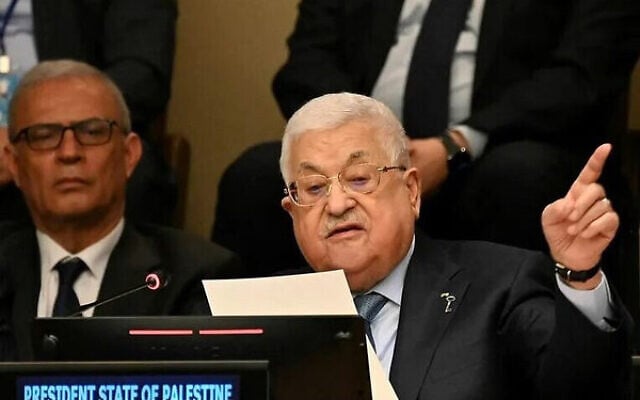 Mahmoud Abbas addresses a Nakba Day event at the UN General Assembly in New York on May 15. Photo: Ed Jones/AFP Mahmoud Abbas addresses a Nakba Day event at the UN General Assembly in New York on May 15. Photo: Ed Jones/AFP