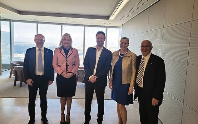 From left: AIJAC's Jamie Hyams, Jenny Ware MP, AIJAC NSW chair Paul Rubenstein, Senator Hollie Hughes, AIJAC executive director Colin Rubenstein. Photo: Supplied From left: AIJAC's Jamie Hyams, Jenny Ware MP, AIJAC NSW chair Paul Rubenstein, Senator Hollie Hughes, AIJAC executive director Colin Rubenstein. Photo: Supplied