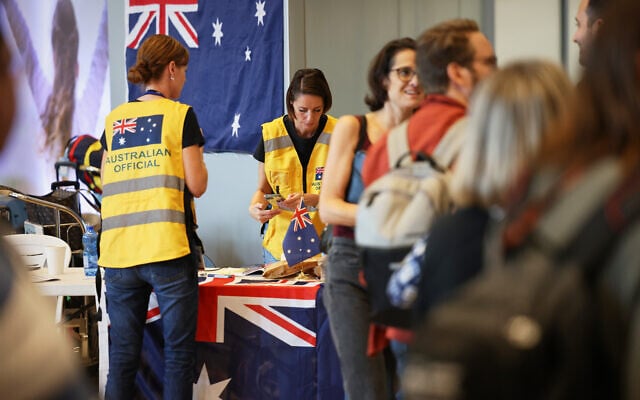 Australian Government officials at Ben Gurion Airport on October 14, 2023. A fourth repatriation flight is being planned to evacuate Australians from Israel, which could be the last for the foreseeable future as the conflict escalates. Photo: AAP Image/ Department of Foreign Affairs and Trade. Australian Government officials at Ben Gurion Airport on October 14, 2023. A fourth repatriation flight is being planned to evacuate Australians from Israel, which could be the last for the foreseeable future as the conflict escalates. Photo: AAP Image/ Department of Foreign Affairs and Trade.