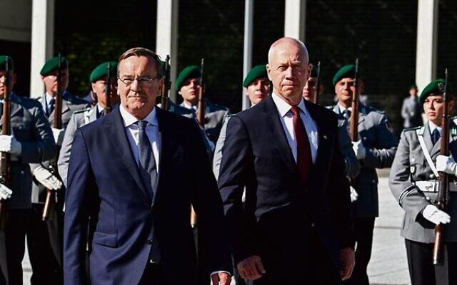 German Defence Minister Boris Pistorius (left) and Israel's Yoav Gallant in Berlin on September 28. Photo: Tobias Schwarz/AFP German Defence Minister Boris Pistorius (left) and Israel's Yoav Gallant in Berlin on September 28. Photo: Tobias Schwarz/AFP