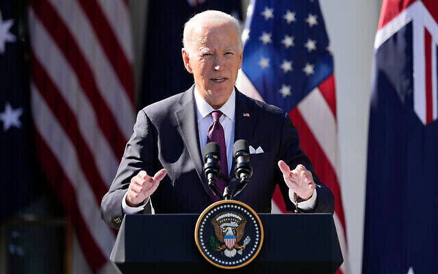 US President Joe Biden speaks during a news conference with Australia's Prime Minister Anthony Albanese, in the Rose Garden of the White House in Washington, Wednesday, Oct. 25, 2023. (AP Photo/Manuel Balce Ceneta) US President Joe Biden speaks during a news conference with Australia's Prime Minister Anthony Albanese, in the Rose Garden of the White House in Washington, Wednesday, Oct. 25, 2023. (AP Photo/Manuel Balce Ceneta)